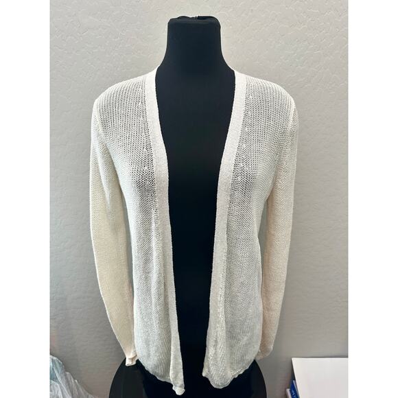 UNIQLO x INES DE LA FRESSANGE | Cream Linen Blend Longline Open Cardigan | Large - Picture 2 of 7